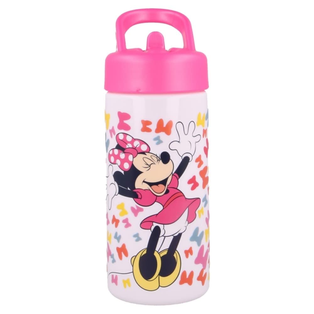 OM SUPPLIES Minnie Reusable Sipper Water Bottle Drink Bottle with built-in handle for Easy Carry School Lunch Kids Childrens 410ml (Minnie)
