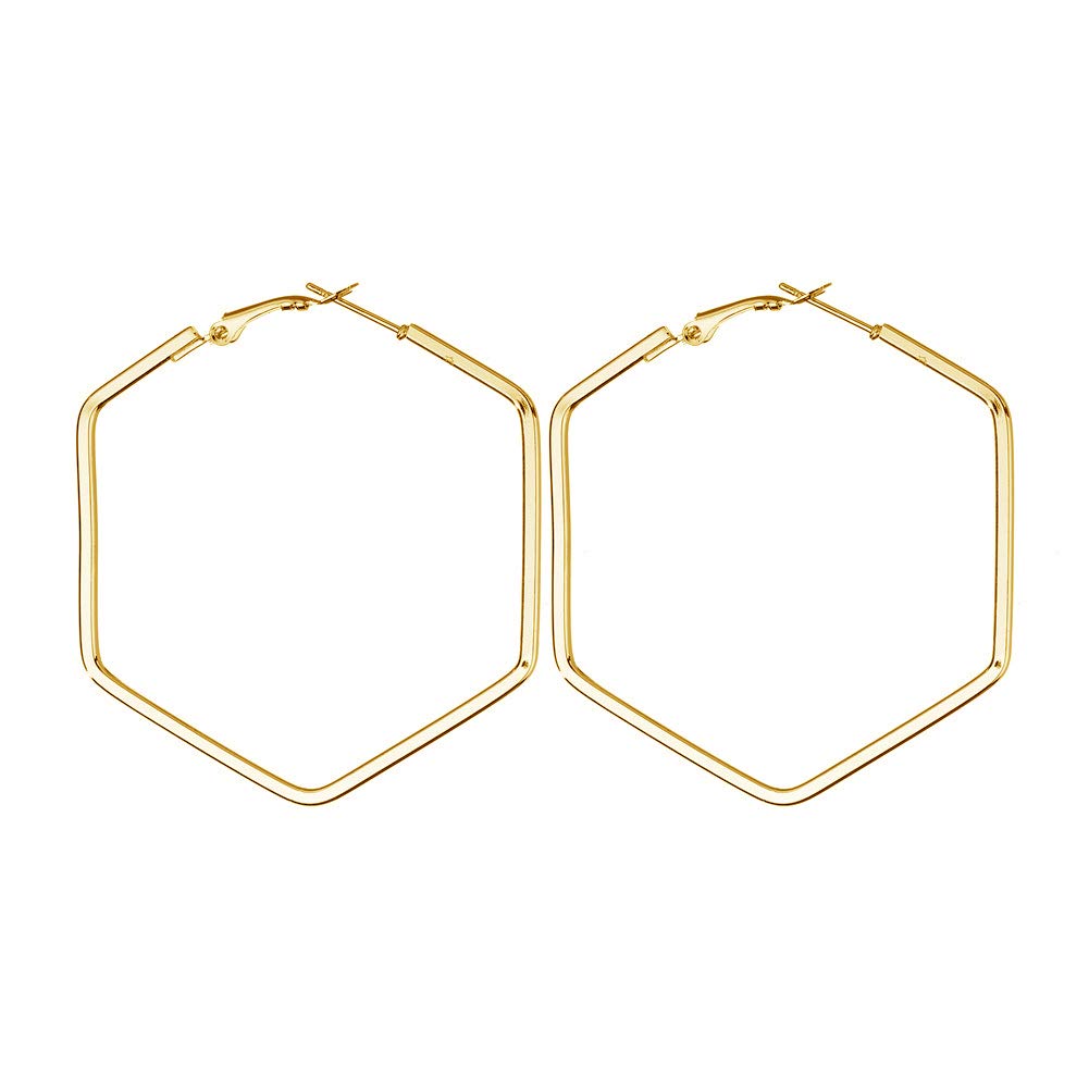 MYANAIL Hexagon Hoop Earrings for Women Simple Geometric Fashion Jewelry Earrings, Metal