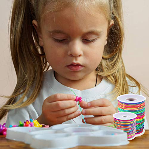 VGOODALL 80M Colorful Elastic Cord Beading Cord Stretchy String and 80M Colorful Bracelet String Nylon Rope for Bracelets, Necklace, Jewelry Making and Crafts,1MM