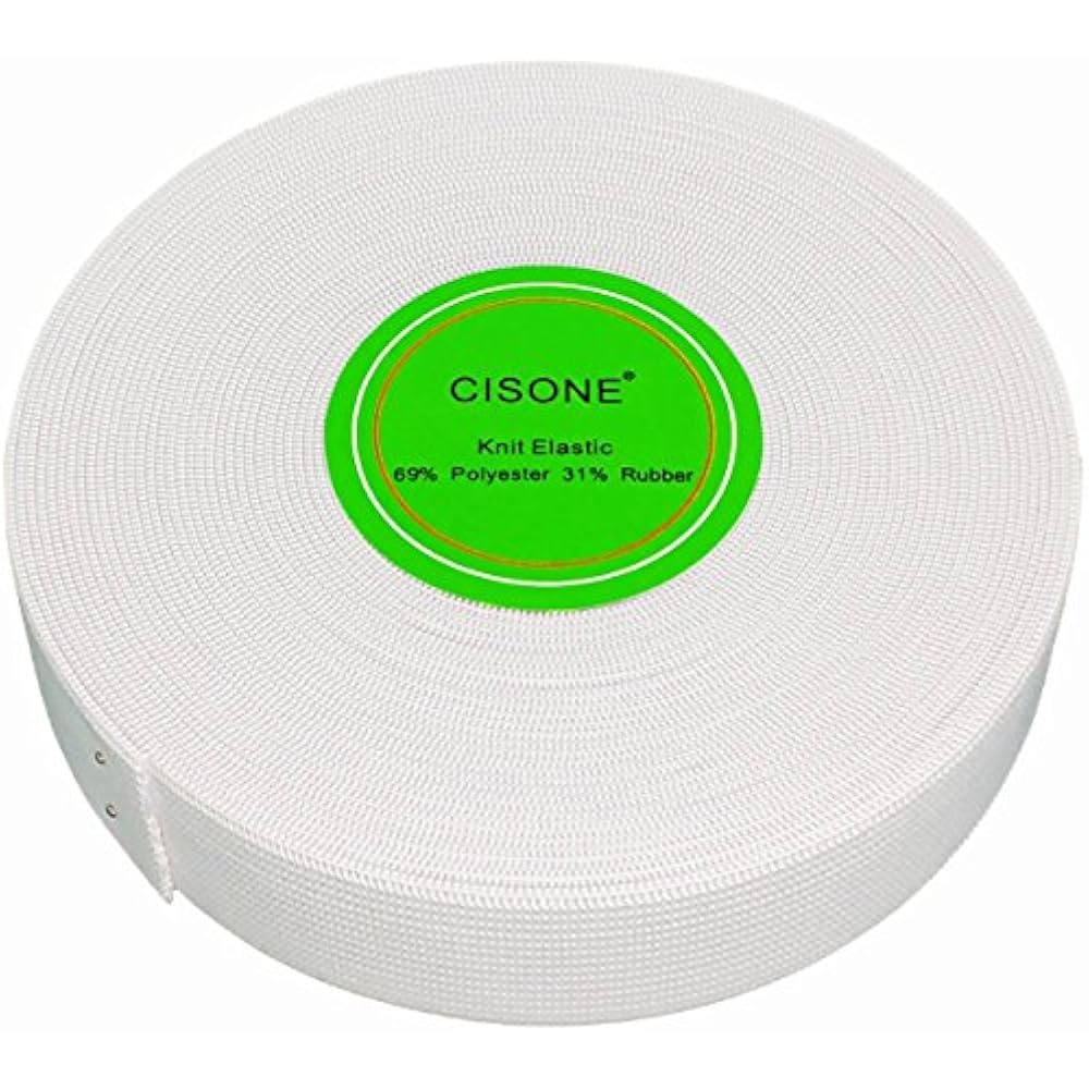 Knit Elastic 1 Inch Wide White Heavy Stretch High Elasticity Band 10