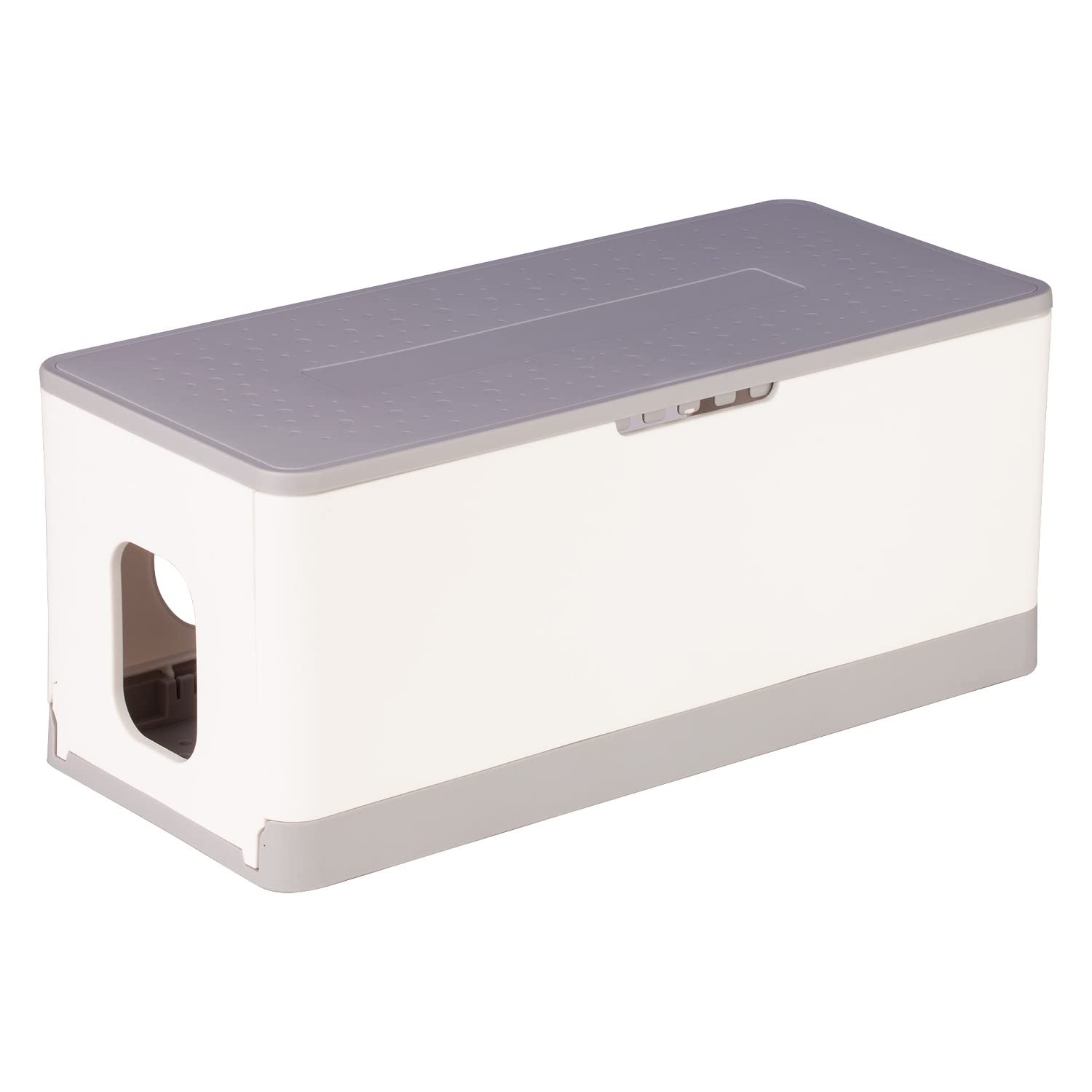 Poly Pool PP2606 Cable Box Collect and Hide Wires Protection for Multisockets Cables Extension with 2 Rear Openings and 2 Side Inputs with Perforated Base