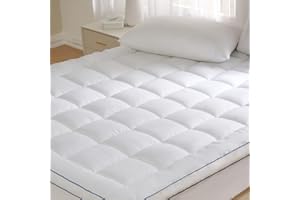 REDKEY Full Mattress Topper Microfiber Thick Quilted Mattress Pad Cover with 18'' Deep Pocket Soft Mattress Protector for Full Size Bed White