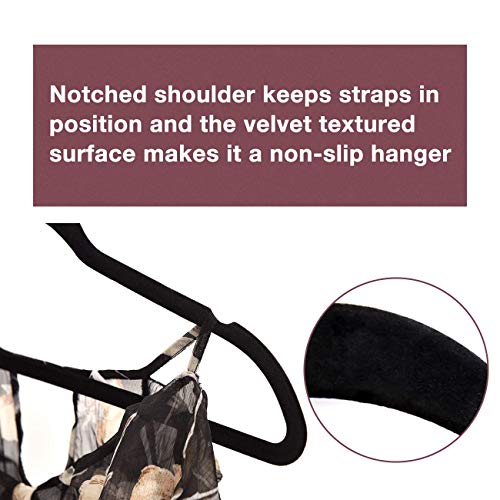 JS HANGER 50 Pack Velvet Multi-use Hangers with 10 PCS Clips for Coat, Suit, Pant, Dress and Skirt - Non-Slip Clothing Hanger with Notches, Space-Saving Slim Hanger, Black - Thumbnail 7