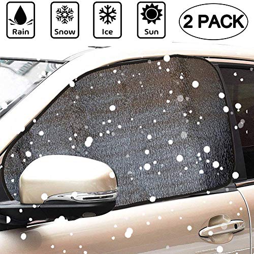 Big Hippo Car Snow Cover, Thickness Car Side Window Snow Cover for Snow, Ice, Frost, UV Full Protection- Winter Auto Snow Ice Cover Universal Fit for Most Vehicle (2 Pack)