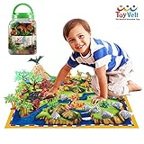 50 Piece Dinosaur Play Set: Ultimate Educational Toy of 20 Realistic Dinosaurs + 29 Trees & Rocks + PlayMat | Walking Dinos with Moving Jaws to Develop Kids Imagination | Top Dinosaur Gift Set