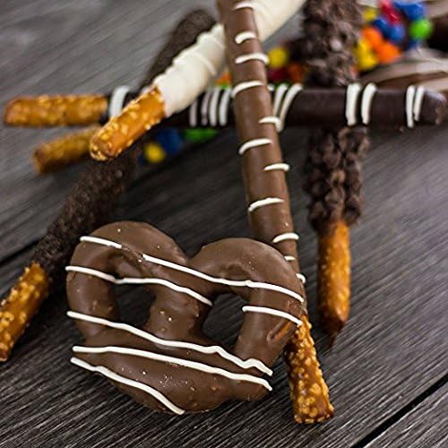 Gourmet Valentine's Chocolate Covered Pretzels – Individually Wrapped Pretzels and Rods with Milk, Dark and White Chocolate and Delicious Toppings - 13 pretzels - by Sugar Plum Chocolates