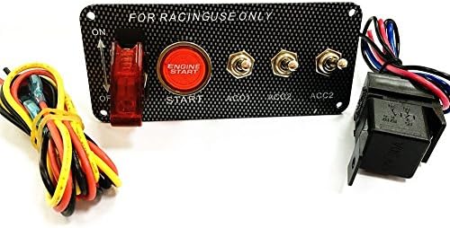 Vennas DC 12V Ignition Switch Panel 5 in 1 Car Engine Start Push Button LED Toggle For Racing Car