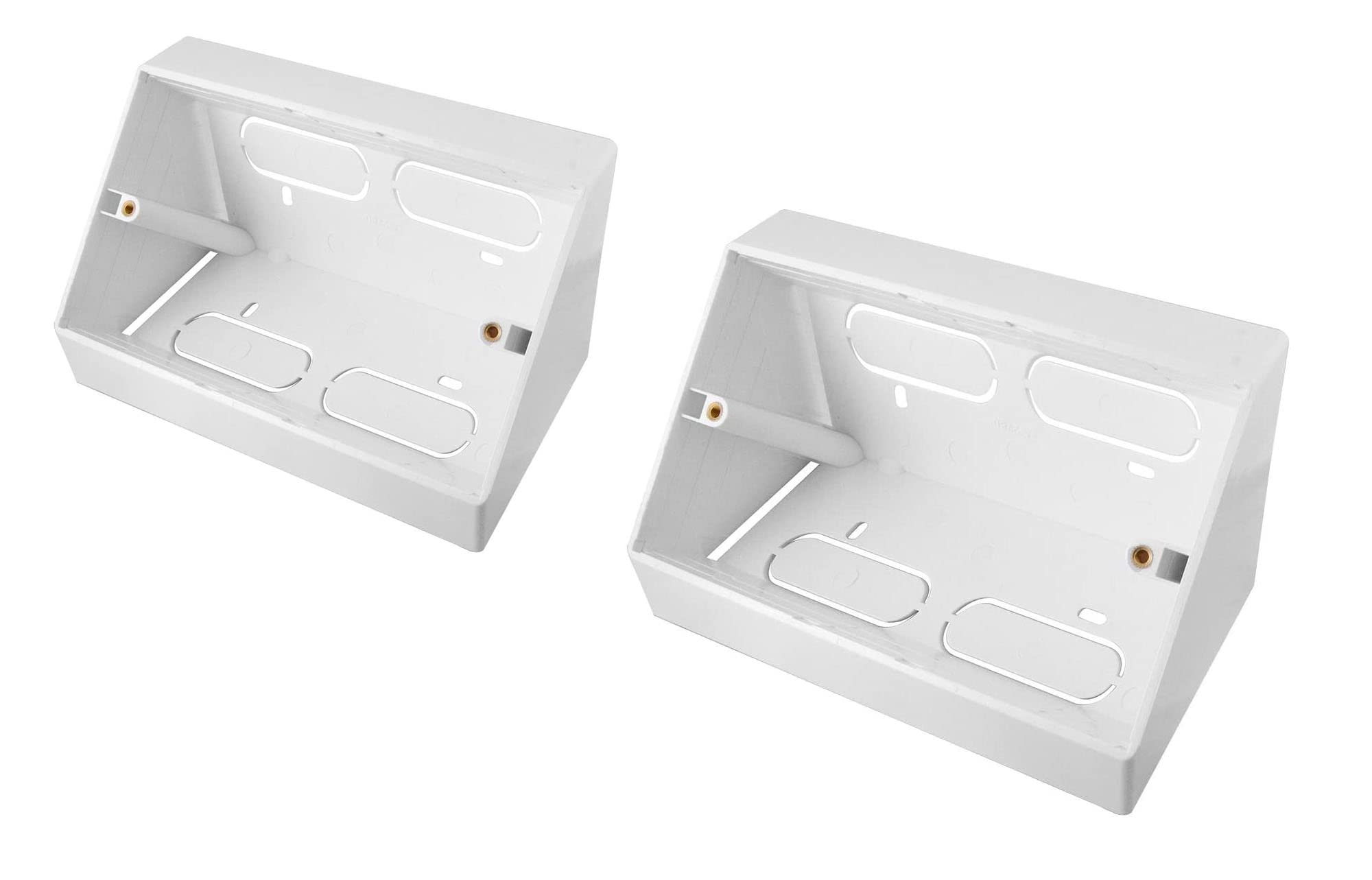 Auline 45 Degree Angled Pattress Surface Mounted Back Box in White (2, Double 2 Gang)