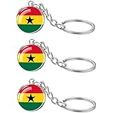 LLBFHH 3 Pcs Ghana Flag Key Chain,Cool Keychain for Car Keys, Stainless Steel Keyrings & Keychains,Used for Home Decoration, Jewelry Hanging Decorations.