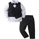 Boarnseorl Baby Boys Pants Sets, Infant Long Sleeve Shirt + Pants + Bow Tie + Vest,Toddler Gentleman Outfits