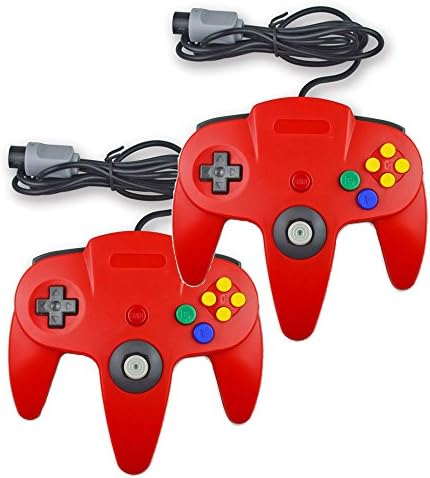 Pomilan 2 Packs Classic Retro Wired Controllers For N64(Red and Red)