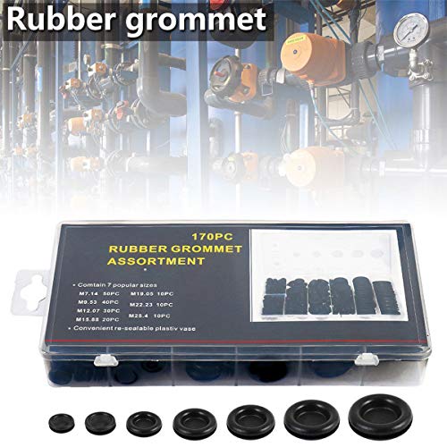 DEALPEAK 170PCS Assorted Rubber Grommet Assortment Set Electrical Conductor Wiring and Blanking Gasket Ring Grommets for Automotive, Plumbing, PC Hardware, Piano Repair - Thumbnail 6