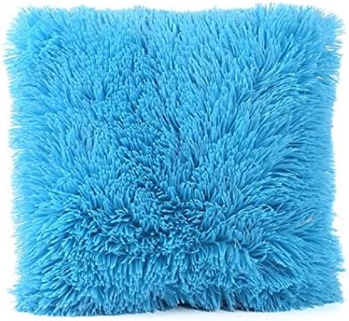 Foutou Winter Furry Velvet Solid Cushion Cover 18x18 (Sky Blue)
