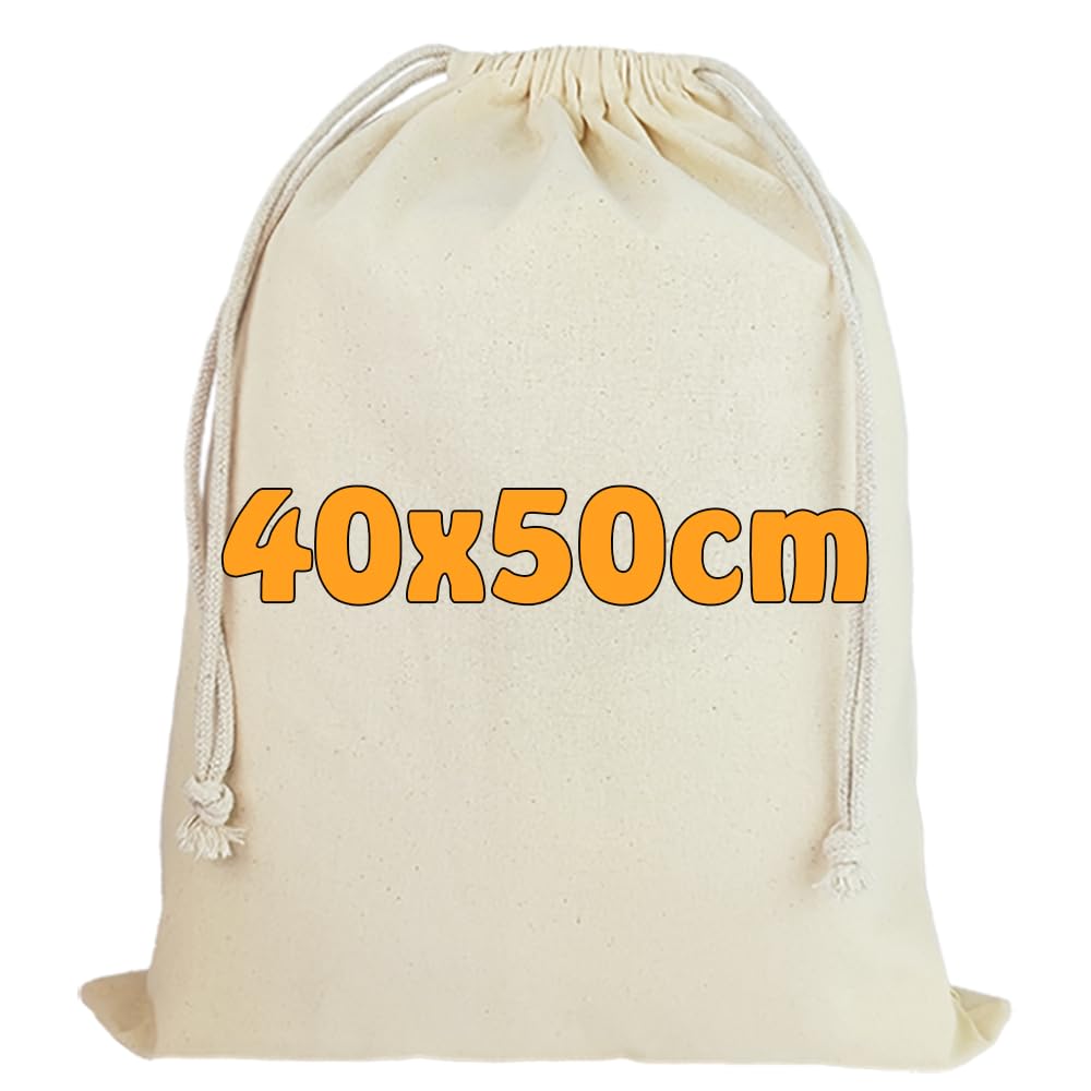 Cottonbagjoe Large Cotton Bag - 40 x 50 cm | Sustainable Fabric Bag with Drawstring for Storage, Design & as a Gym Bag | Zero Waste Solution
