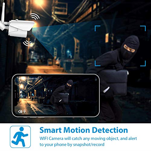 Outdoor Security Camera, NGTeco WiFi Home Security Camera, Wireless 1080P IP Camera with Motion Detection, Night Vision, Remote View, 2-Way Audio and Waterproof, Cloud/SD Storage