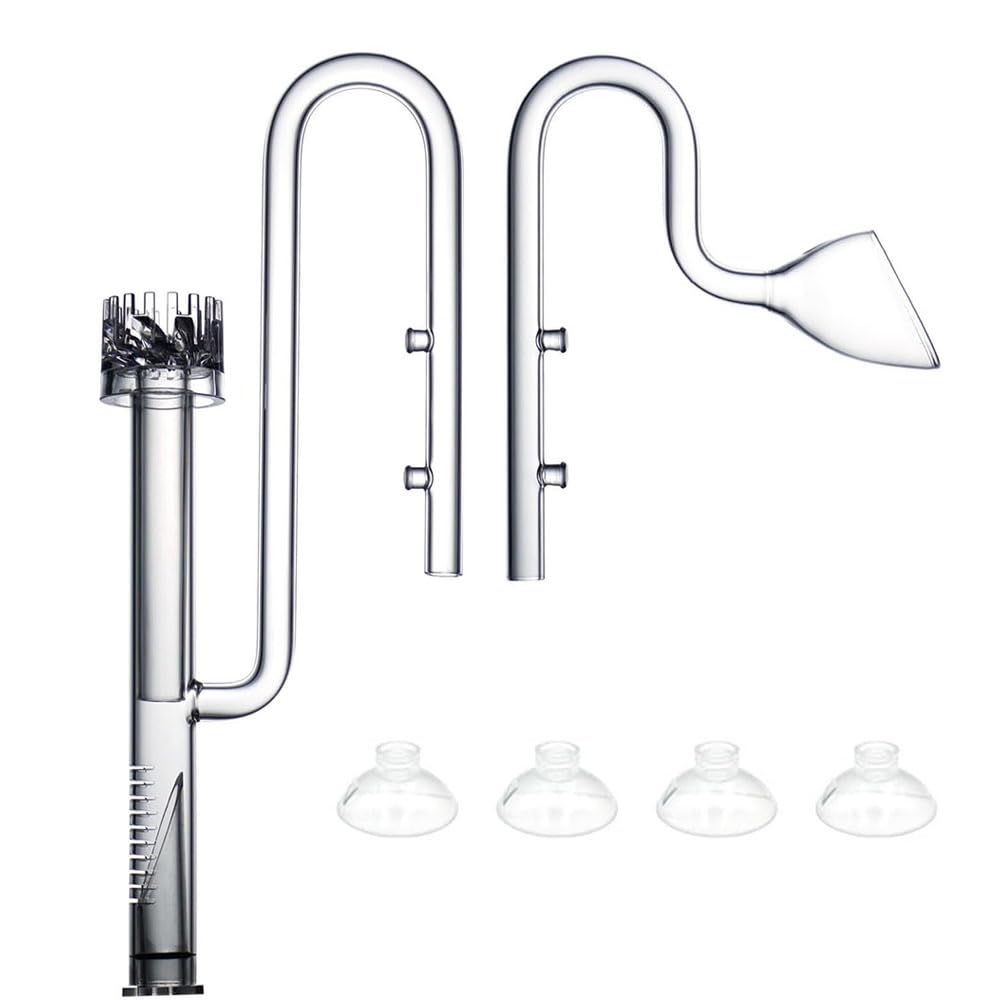 LINLAN 13mm Glass Lily Pipe with Skimmer, Inflow and Outflow, Fits 12/16mm (1/2" i.d.) Filter Hose for Aquarium Planted Tank