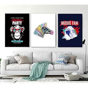 3 Panel Baboon Zebra Painting Wall Decor for...