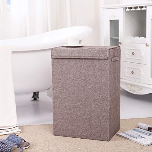 Hosroome Laundry Hampers with Lids Laundry Baskets with Handles Waterproof and Mildewproof Foldable Hamper Easily Transport Laundry,Brown