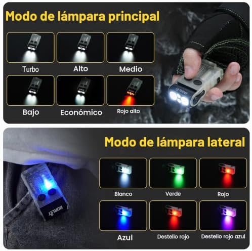 Lanterna Mini V20, Lanterna Rotativa de 180° com Luz UV de 365nm, Alarme de Buzzer de 110dB, 1000 Lúmens Super Brilhantes com 13 modos, Impermeabilizante IP67, para Caminhadas de Campismo (branca)
