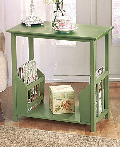 Sage Wooden End Table with Double Magazine Rack
