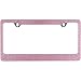 BLVD-LPF OBEY YOUR LUXURY Popular Bling 7 Row Pink Color Crystal Metal Chrome License Plate Frame with Screw Caps - 1 Frame