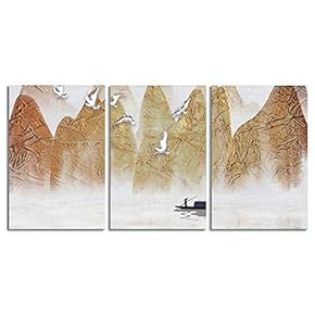 Canvas Wall Art Abstract Chinese Landscape Painting Artwork for Home Prints Framed - 16"x24" x 3 Panels