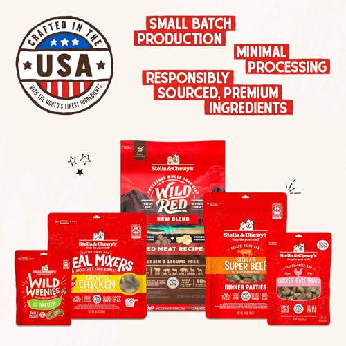 STELLA & CHEWY’S FREEZE-DRIED RAW LAMB HEART DOG TREATS – SINGLE INGREDIENT, NO ADDITIVES – PREMIUM TRAINING TREATS – PERFECT FOR PICKY EATERS – 3OZ BAG