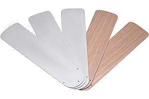 DYSMIO 42-Inch White/Bleached Oak Finish Medium Density Fiberboard (MDF) Perfect Accessory For Replacing Fan Blade - Not Compatible With All Fans -, Five Blade Set