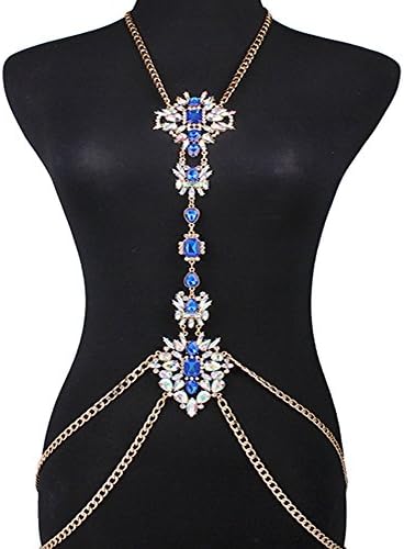 Shlonger Womens Sexy Body Novelty Jewelry Necklace Belts Belly Chains with Colorful Rhinestone