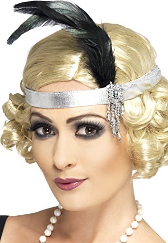 Smiffy's Women's Satin Charleston Headband, Silver, One Size, 31716