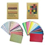 AllyDrew Decorative Washi Masking Tape Sticker Paper (54 sheets, 2pk), Solid & Fabric