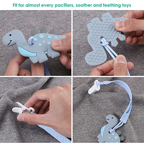 4Pack Silicone Pacifier Clips with OnePiece Beads for Baby Boys and