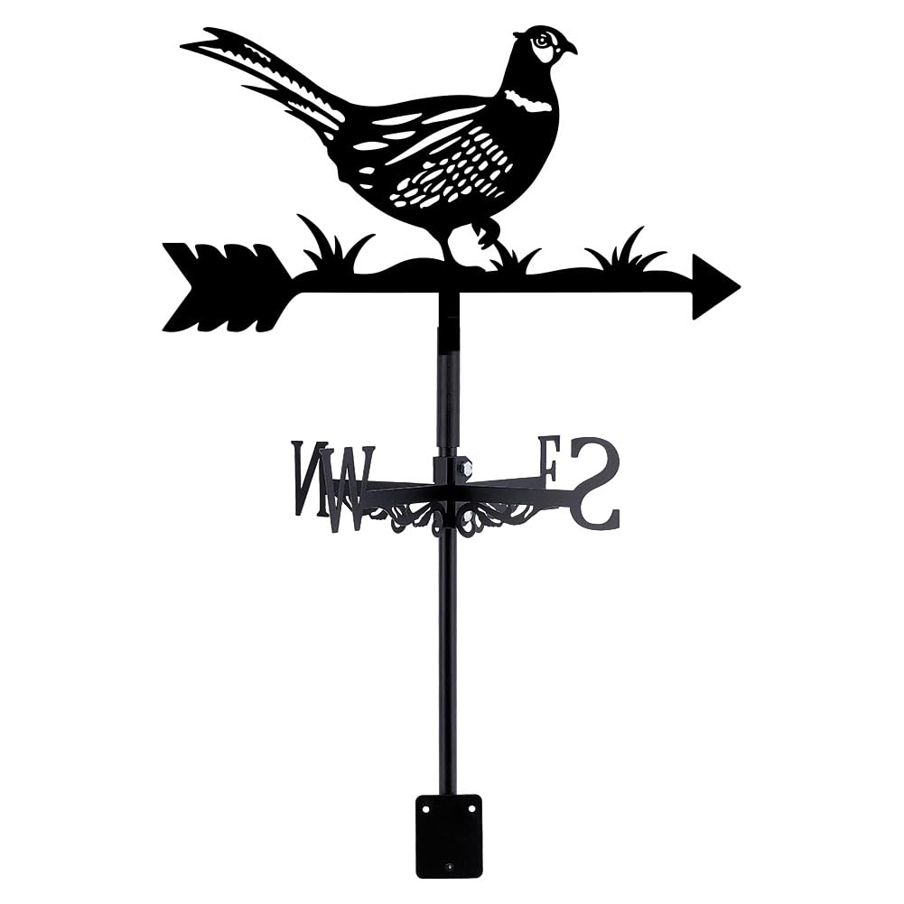 SUPERDANT Chicken Weather Vane Animal Black Metal Weathervane Pheasant Wind Direction Indicators Wind Vanes Signs for Farmhouse Outdoor Garden Roof Paddock Decoration 35.8x26.5cm