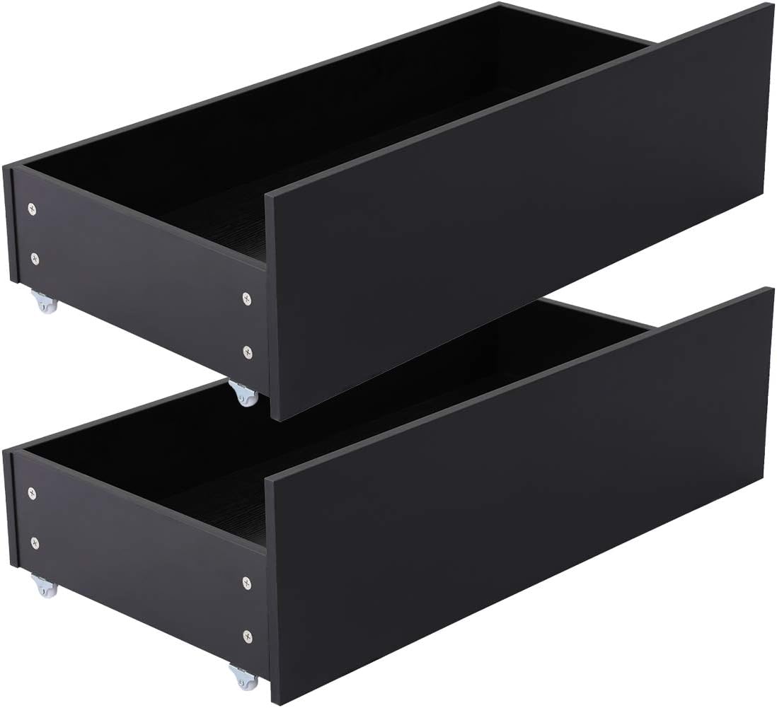 Napravi Rs Buybyroom Lot De 2 Tiroirs Sous Lit Tiroir De Rangement Sous Lit En Bois Avec Roulettes 90 X 47 X 27 Cm Noir Caissons De Rangement Casiers Etageres Et Tiroirs