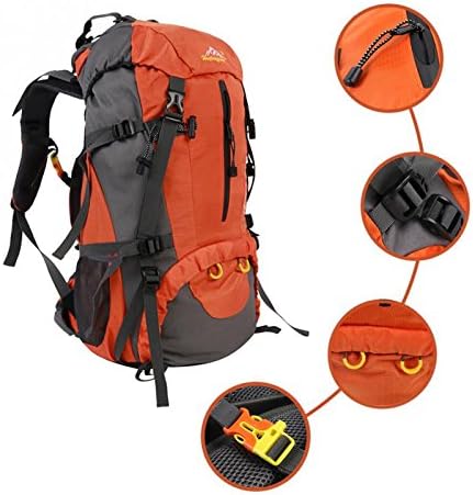 Ciamlir 50L Waterproof Outdoor Sport Hiking Trekking Camping Travel Backpack Pack for Biking Cycling Traveling Camping Hiking Climbing with Rain Cover (orange)