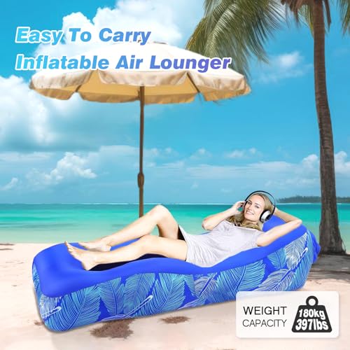 Inflatable Sofa – Inflatable Camping Sofa Lounger with Portable Waterproof Bag, 195 x 70 cm Anti-Leak Inflatable Sofa Air Mattress Chair for Beach, Pool, Camping, Hiking, Parties, Travel