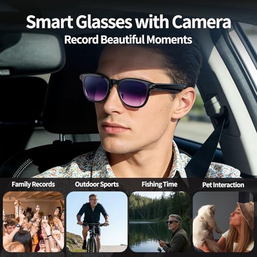 Comforniture AI Smart Glasses with 4K Camera, 8MPW Anti-Shake Bluetooth Glasses, 1080P Video Recording Dual Mic Noise Reduction, Real Time Translation&Simultaneous Interpretation