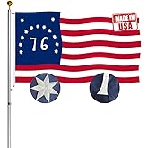 Hypoth Embroidery 1776 Bennington Betsy Ross US Flag 3x5 FT Outdoor- 340D Heavy Duty 76 Spiritual 13 Stars United States American Flags Canvas Header with 2 Brass Grommets Easy to Rising
