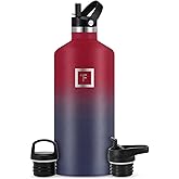 IRON °FLASK Camping & Hiking Hydration Flask with Straw, BPA-Free Insulated Stainless Steel Sports Water Bottle - 64 oz Dark Rainbow