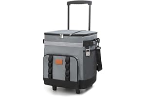 Rolling Cooler with Wheels and Handle, Large Leak Proof Insulated Cooler Bag, Collapsible Trolley Cart for Beach Camping Pati