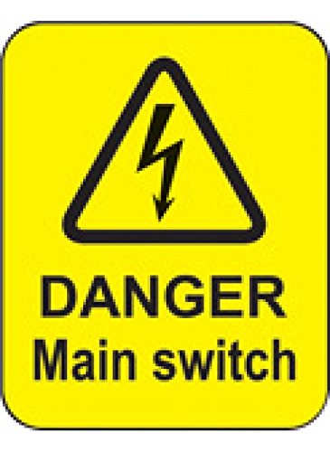 Caledonia Signs 59796 Danger Main Switch Label, 40 mm x 50 mm (Pack of 100)