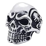 KONOV Jewelry Vintage Gothic Skull Biker Stainless Steel Men's Ring, Size 10