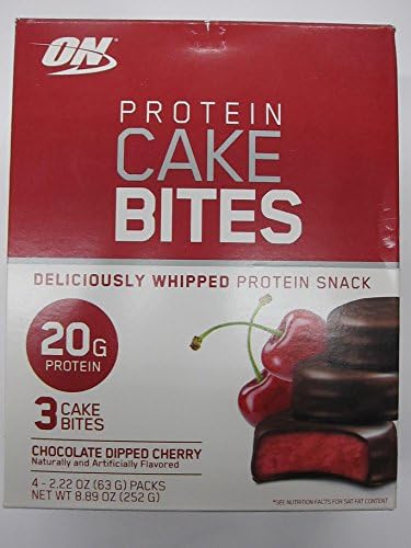 On Protein Cake Bites Whipped Snack, Chocolate Dipped Cherry, 4 Little Bars