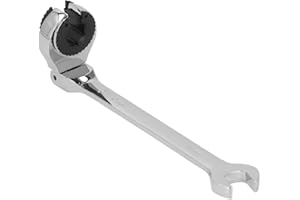 Ratcheting Brake Line Wrench, 10mm Flare Nut Wrench Open End Ratchet Flexible Head, for Removing or Replacing Nuts on Fuel, B
