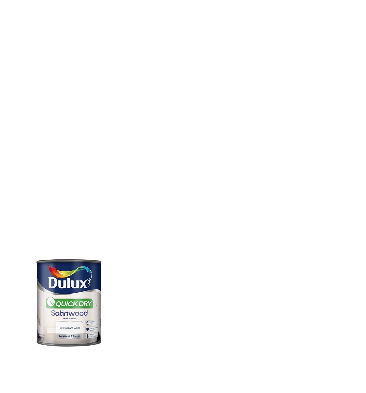 Buy Dulux Quick Dry Satinwood Paint, 750 ml Pure Brilliant White