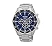 Seiko Men's Solar Chronograph Silvertone Watch with Blue Dial