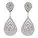 ACCESSORIESFOREVER Bridal Wedding Jewelry Beautiful Dazzle Crystal Dangle Fashion 3D Earring Silver