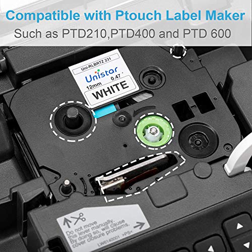 Unistar Ptouch Tape 12mm 0.47 White Label Tape Compatible for Brother