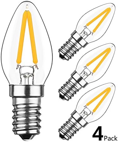HzSane C7 E14 LED Candle Bulbs 2W, 15W Incandescent Bulbs Equivalent, 2700K Warm White Candelabra E14 SES Bulbs, Non-Dimmable, 200Lm, LED Light Bulb, Small Edison Screw Candle Light Bulbs, 4-Pack