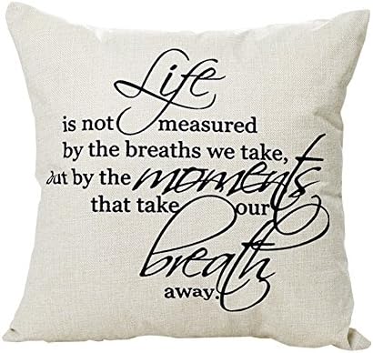 Cotton Linen Decorative Throw Pillow Case Cushion Cover (Writing) 17.7"X17.7" (C)